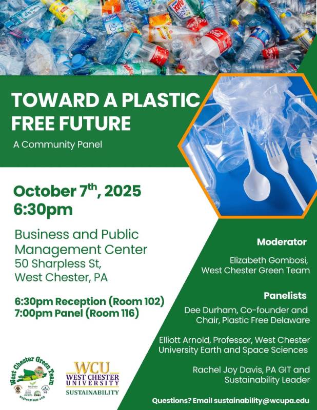 West Chester Green Team Panel on Plastics, 10/7 6:30pm BPMC 116