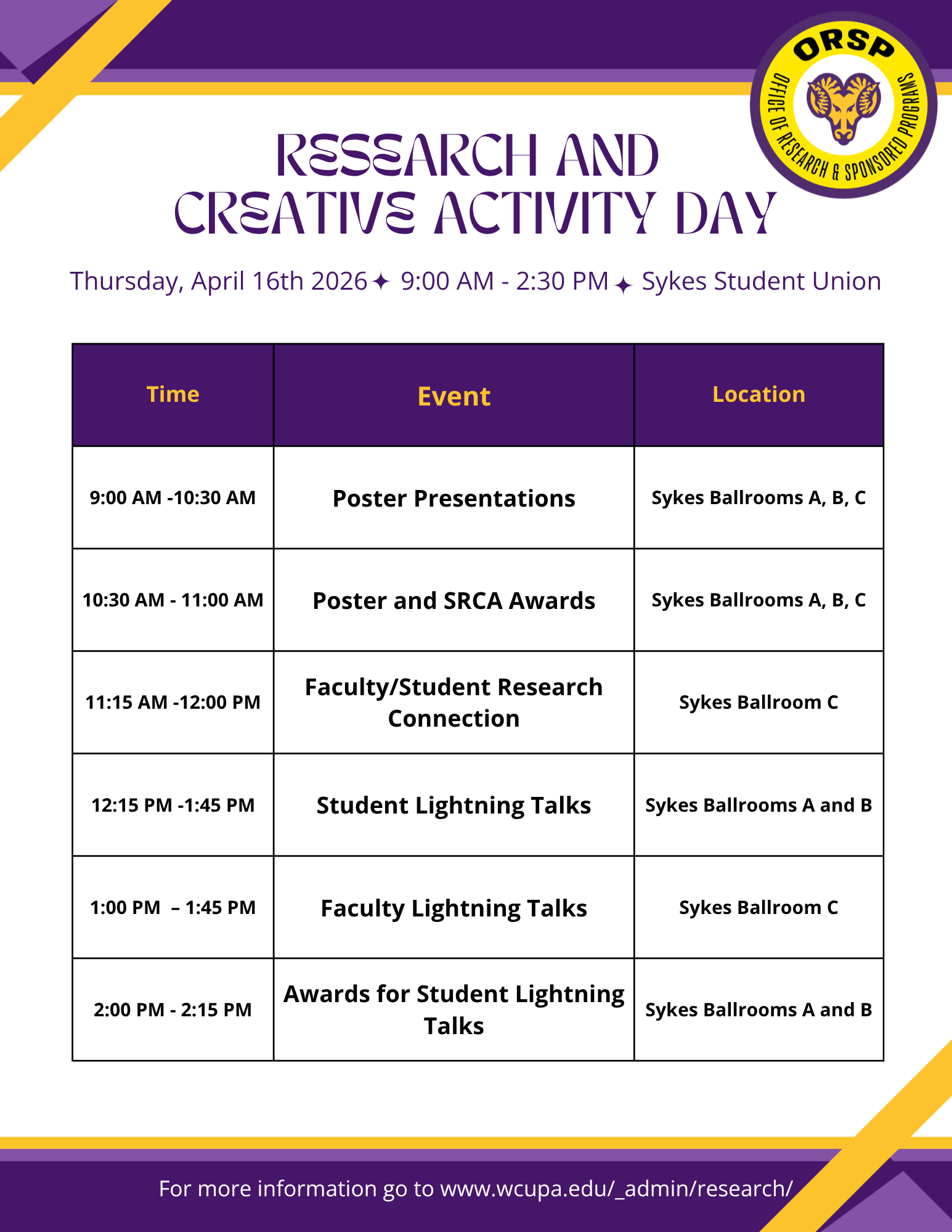 2026 RCAD Schedule 2026 RCAD Schedule