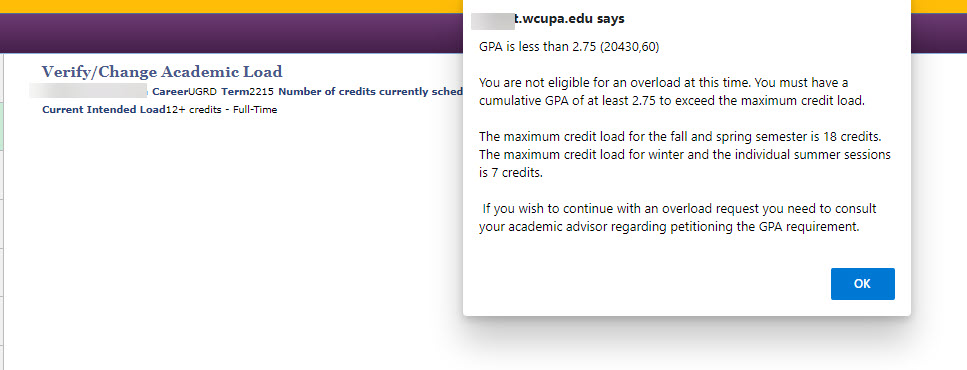 west chester university gpa requirements