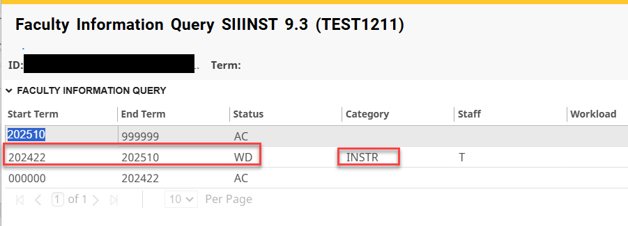 Figure 8 Start Term and Category highlighted