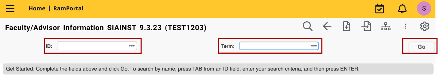 Fig. 2 - Screenshot of ID and Term areas