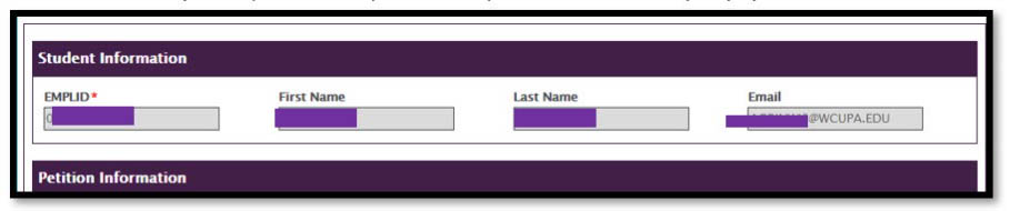 Student information fields