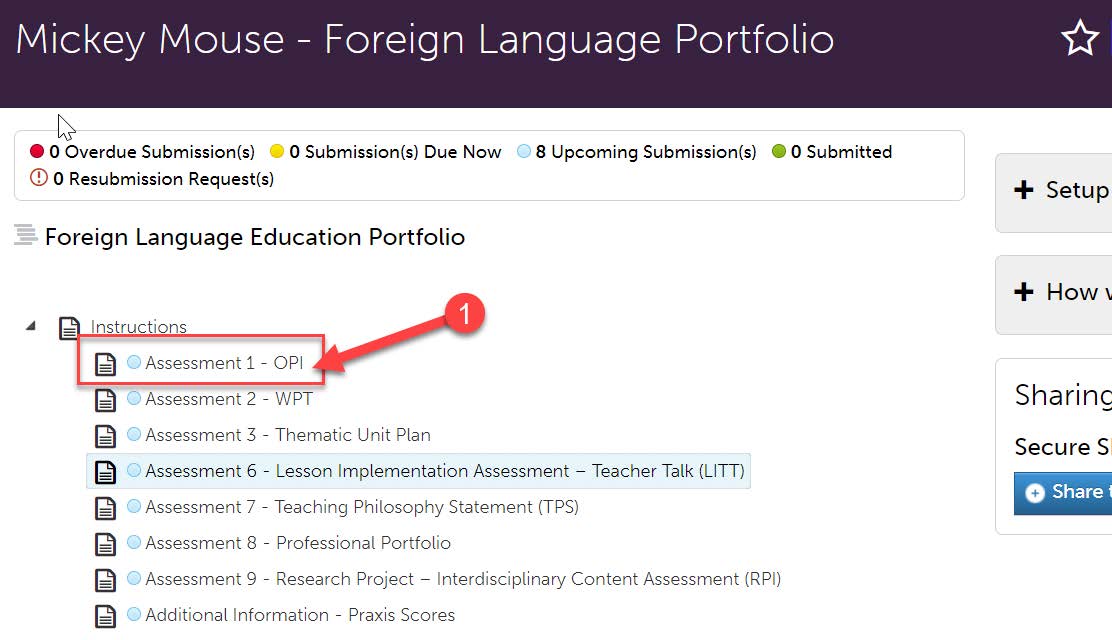 Assessments list