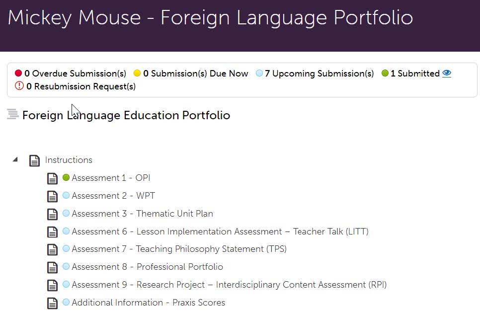 assessment list