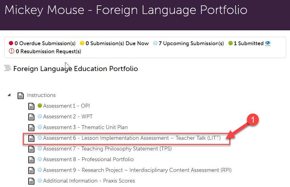 Assessment 6 - Lesson Implementation Assessment - Teacher Talk (LITT)