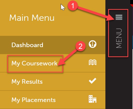 my coursework menu