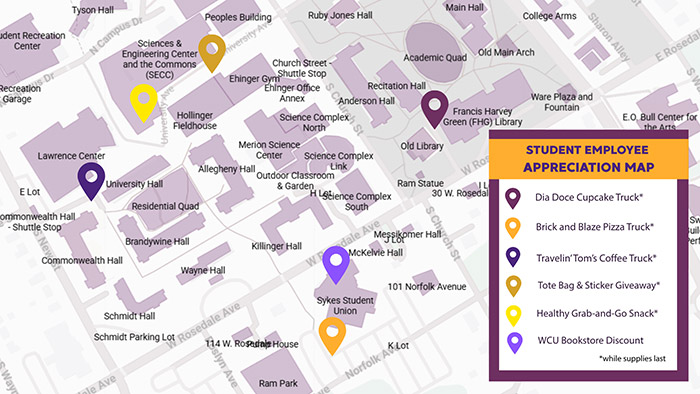 Student Appreciation Map of event locations