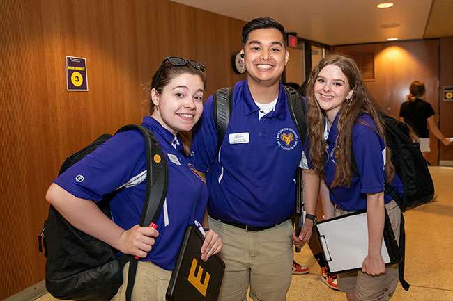 3 student workers posing for picture