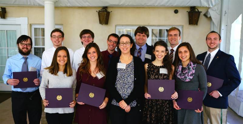 Dr. Allison Kolpas with some of the recipients of the Mathematics Scholarship