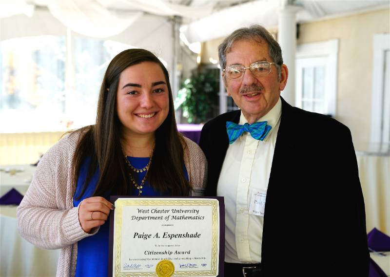 Dr. Paul Wolfson presenting Paige A. Espenshade with the Citizenship Award