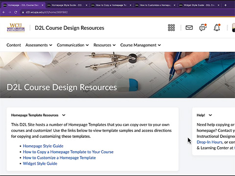 Video Thumbnail for the D2L Course Design Resources Site Tour Video