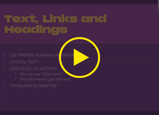 Ensuring text, links, and headings are accessible